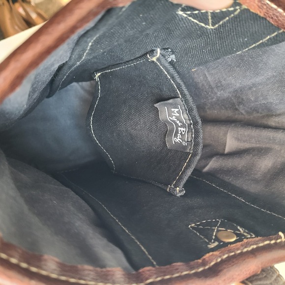 Myra Bag Western Tooled Leather Tote Bucket Wine Bag Leather Handle - Picture 5 of 6